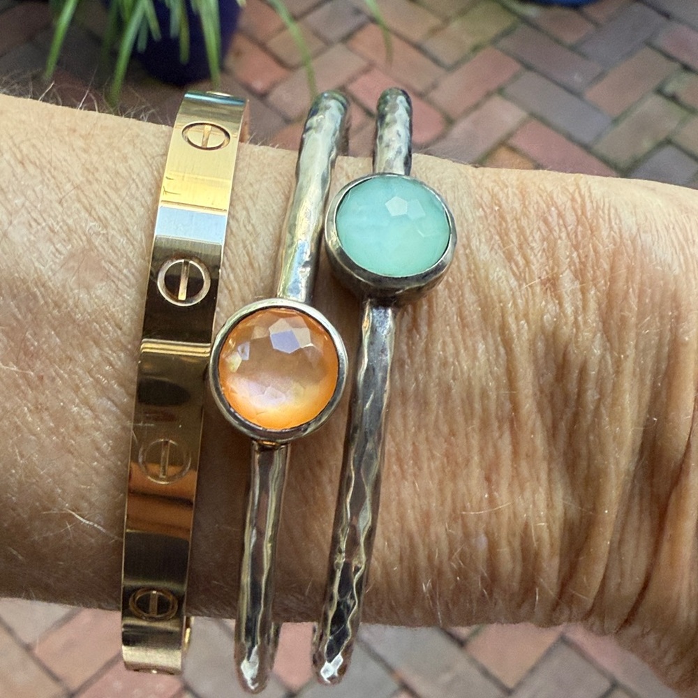 Ippolita Silver Bracelets with greenish blue and peachy Stones - Picture 12 of 15